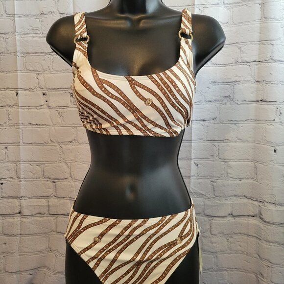 Michael Kors Printed Logo Ring Bikini Top and bottom - Picture 1 of 6